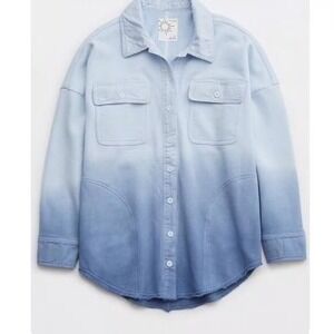 OFFLINE‎ by Aerie Throwback Shacket Ombre Blue Women's Large Oversized